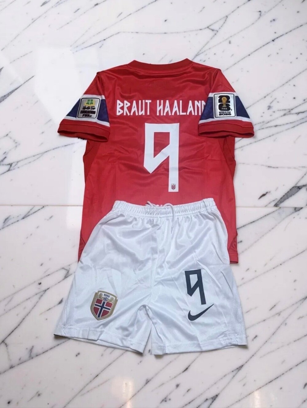 Haaland Norway 2026 World Cup Kids Home Kit #9 Jersey & Shorts